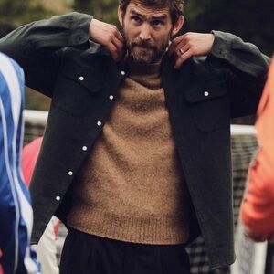 J.Crew 100% Wool Sweater Brushed Brown Beige Crewneck Hairy Shetland size m